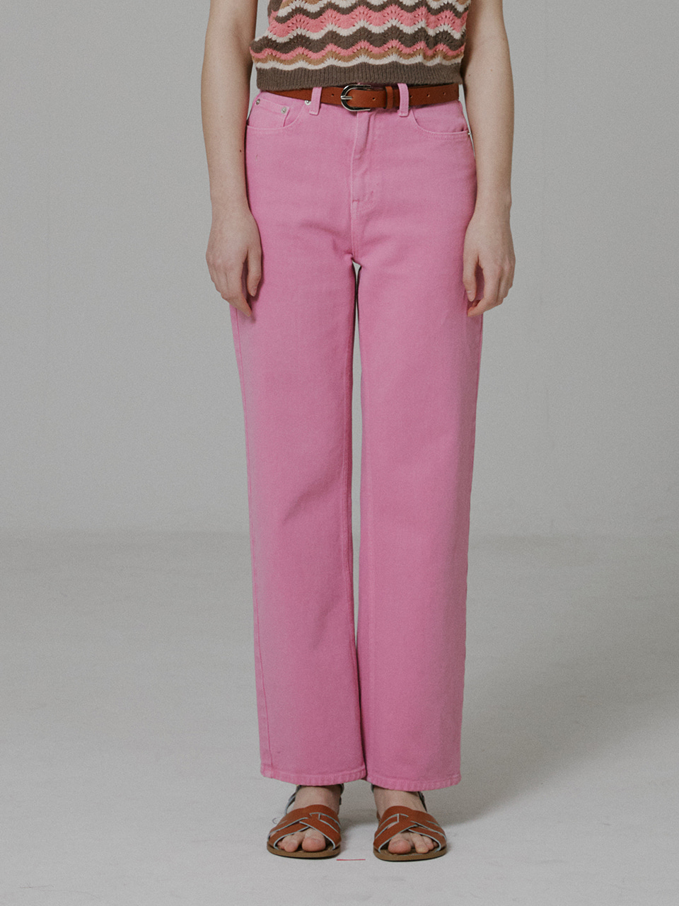 [셀럽 착용]Straight Fit Denim Pants_Pink