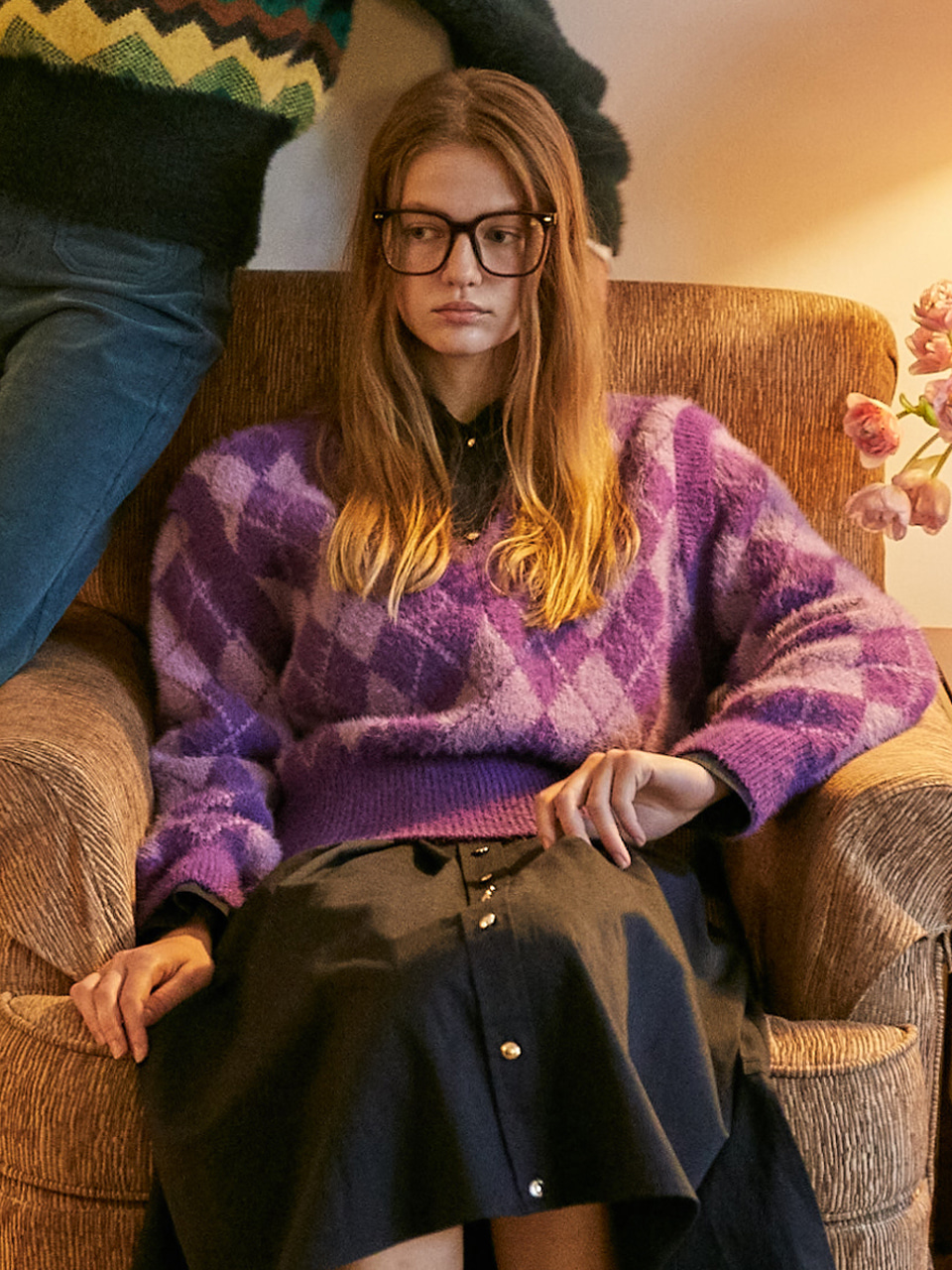 [보라끌레르&#039;s Pick,이시영,한지민 착용]Sophie Argyle Transform Knit_Purple