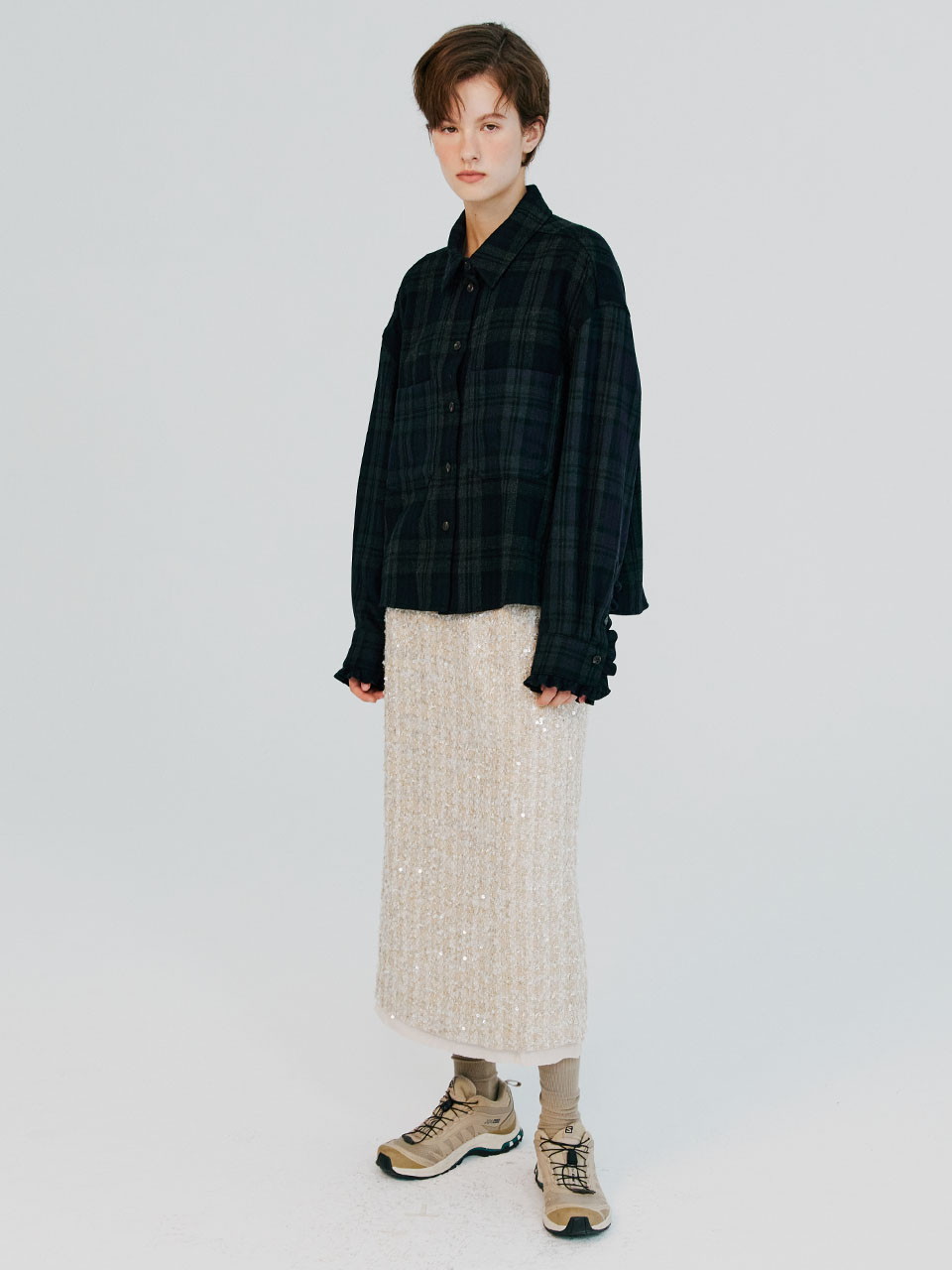 [권나라 착용]Della Spangle Tweed Skirt VC2278SK004M